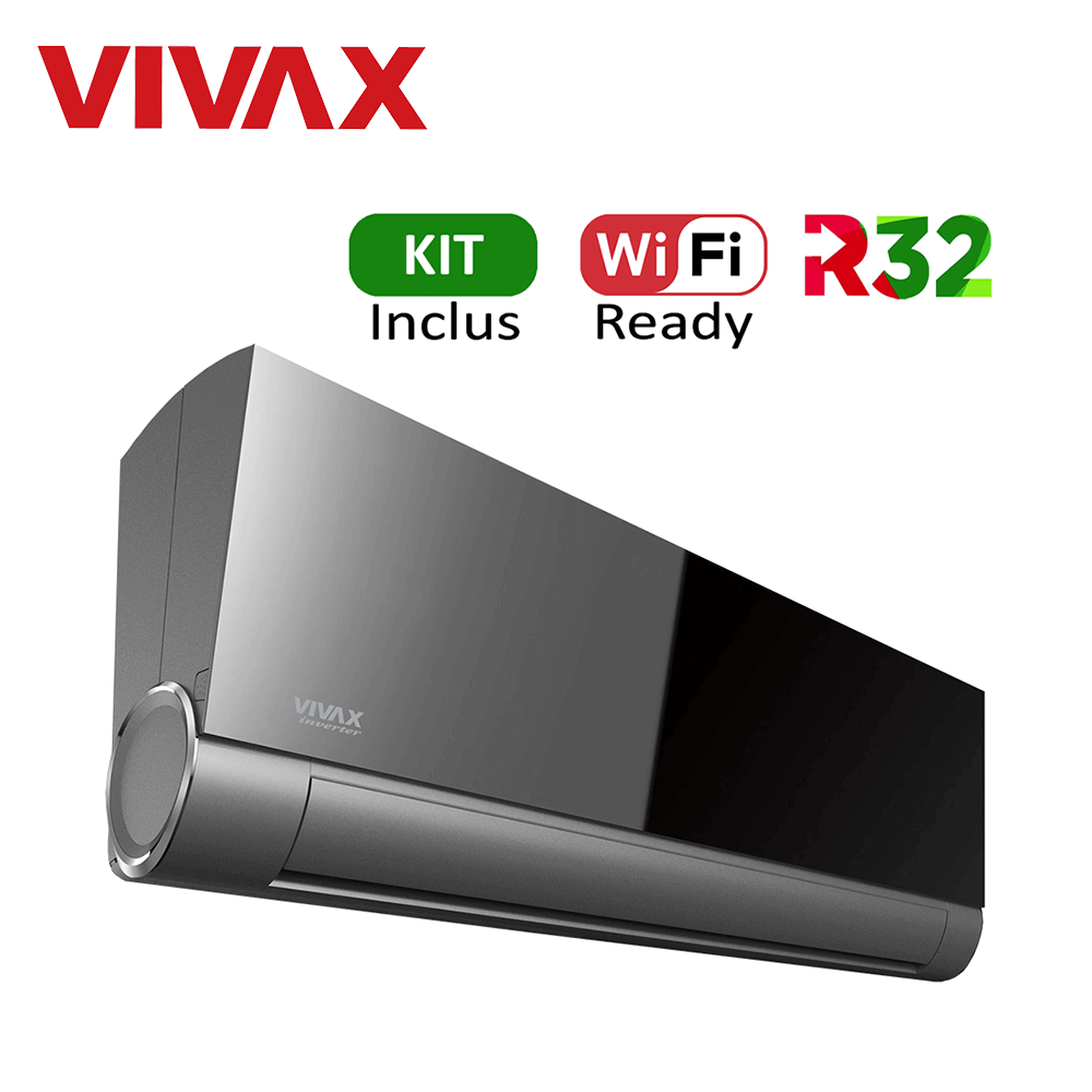 Aer conditionat Vivax V-Design 9000 BTU - Kit inclus, Gray Mirror