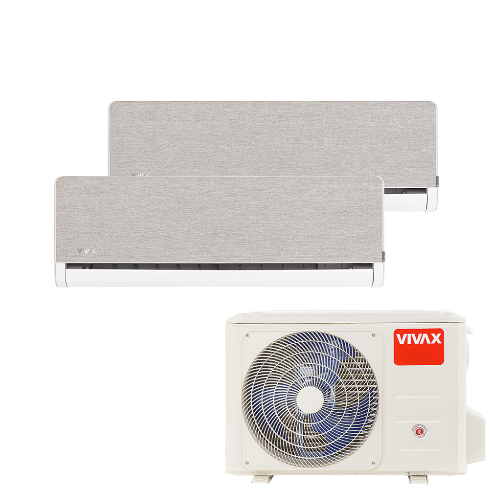 Aer conditionat multisplit Vivax 18000 BTU, 2 unitati H-design, 12+12 BTU, Silver