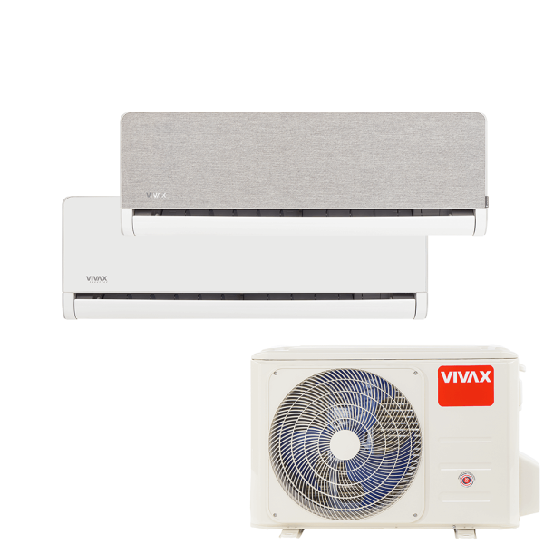 Aer conditionat multisplit Vivax 18000 BTU, 2 unitati H-design, 9+12 BTU, White/Silver