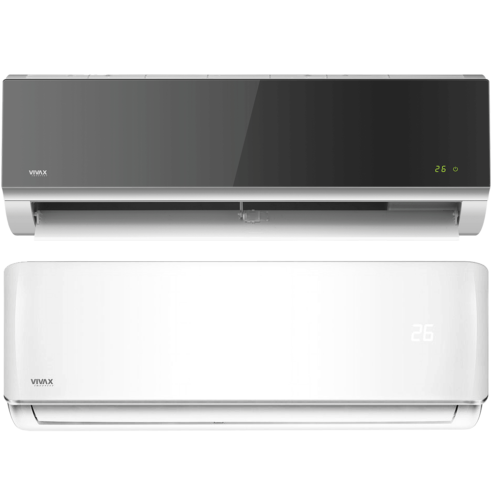 Aer conditionat multisplit Vivax 14000 BTU, 2 unitati R-design, 9+12 BTU, White/Silver Mirror