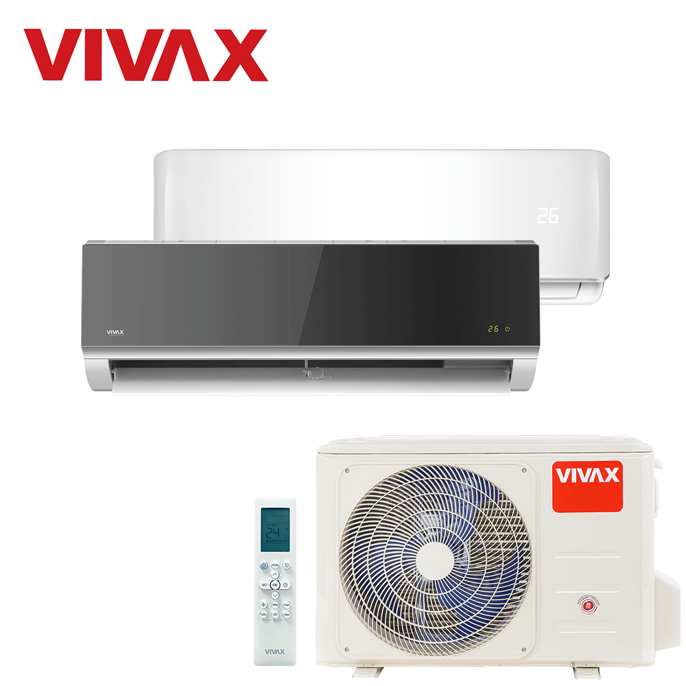 Aer conditionat multisplit Vivax 14000 BTU, 2 unitati R-design, 9+12 BTU, White/Silver Mirror