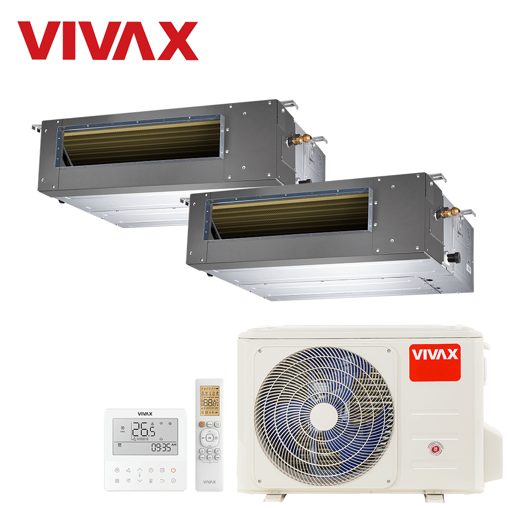 Aer conditionat multisplit Vivax 18000 BTU - 2 unitati Duct de tavan, 12+12 BTU