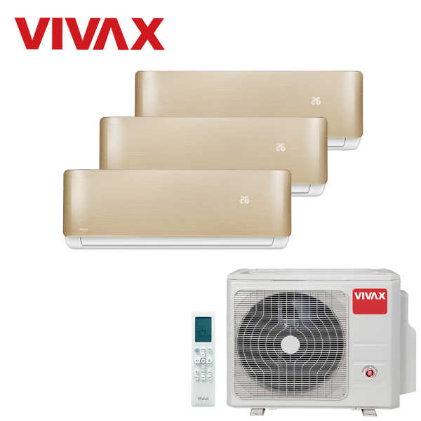 Aer conditionat multisplit Vivax 21000 BTU, 3 unitati R-design, 9+9+12 BTU, Gold