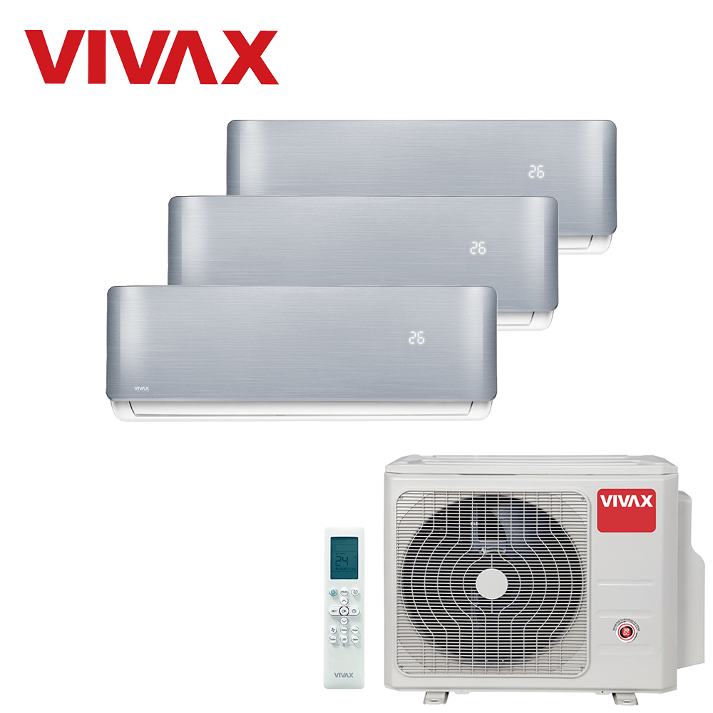 Aer conditionat multisplit Vivax 27000 BTU, 3 unitati R-design, 12+12+12 BTU, Silver