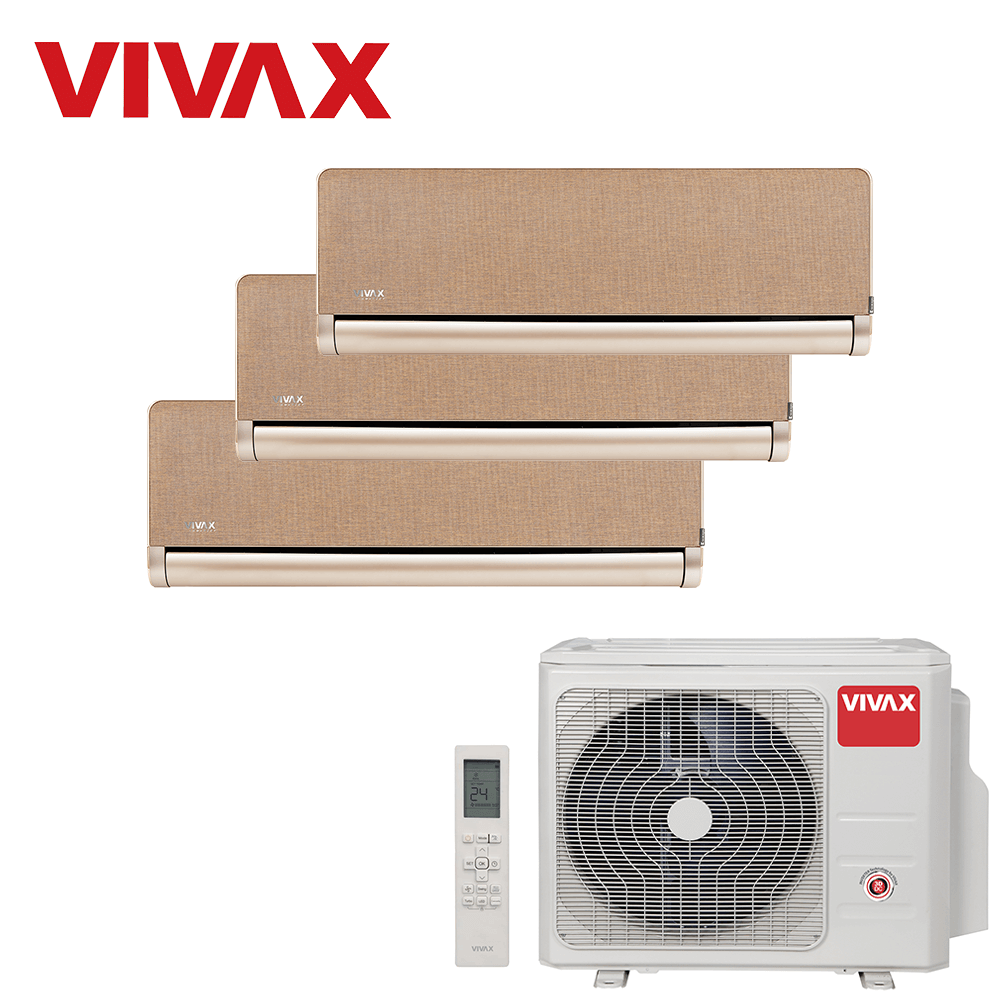 Aer conditionat multisplit Vivax 27000 BTU, 3 unitati H-design, 12+12+12 BTU, Gold