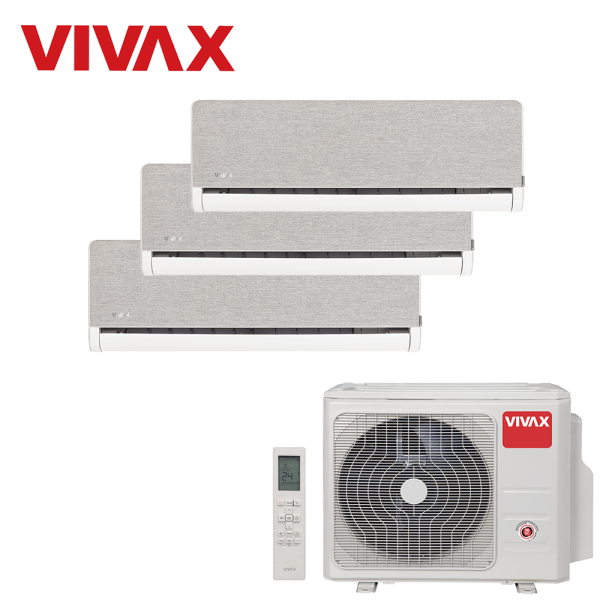 Aer conditionat multisplit Vivax 27000 BTU, 3 unitati H-design, 9+9+12 BTU, Silver