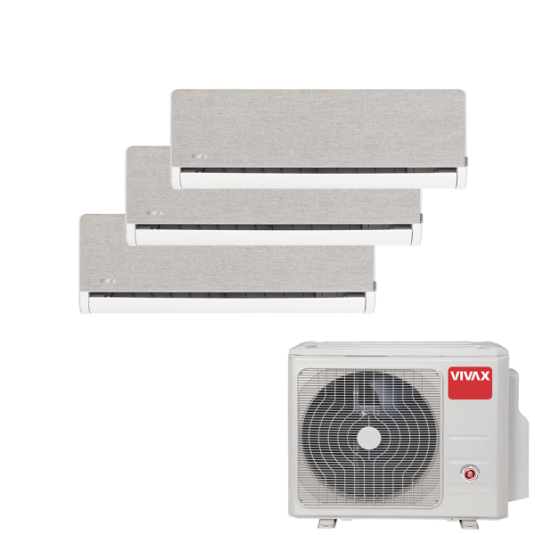 Aer conditionat multisplit Vivax 27000 BTU, 3 unitati H-design, 12+12+12 BTU, Silver