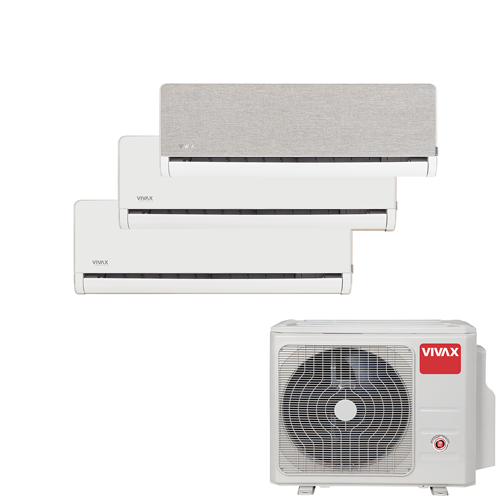 Aer conditionat multisplit Vivax 27000 BTU, 3 unitati H-design, 9+9+12 BTU, White/Silver