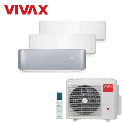 Aer conditionat multisplit Vivax 21000 BTU, 3 unitati R-design, 9+9+12 BTU, White/Silver