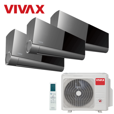 Aer conditionat multisplit Vivax 27000 BTU, 3 unitati V-design, 9+9+9 BTU, Grey Mirror