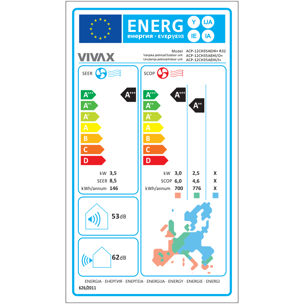 Aer conditionat Vivax H+Design 12000 BTU - WiFi, Kit inclus, Gold