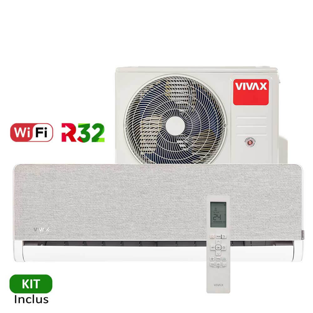 Aer conditionat Vivax H+Design 12000 BTU - WiFi, Kit inclus, Silver